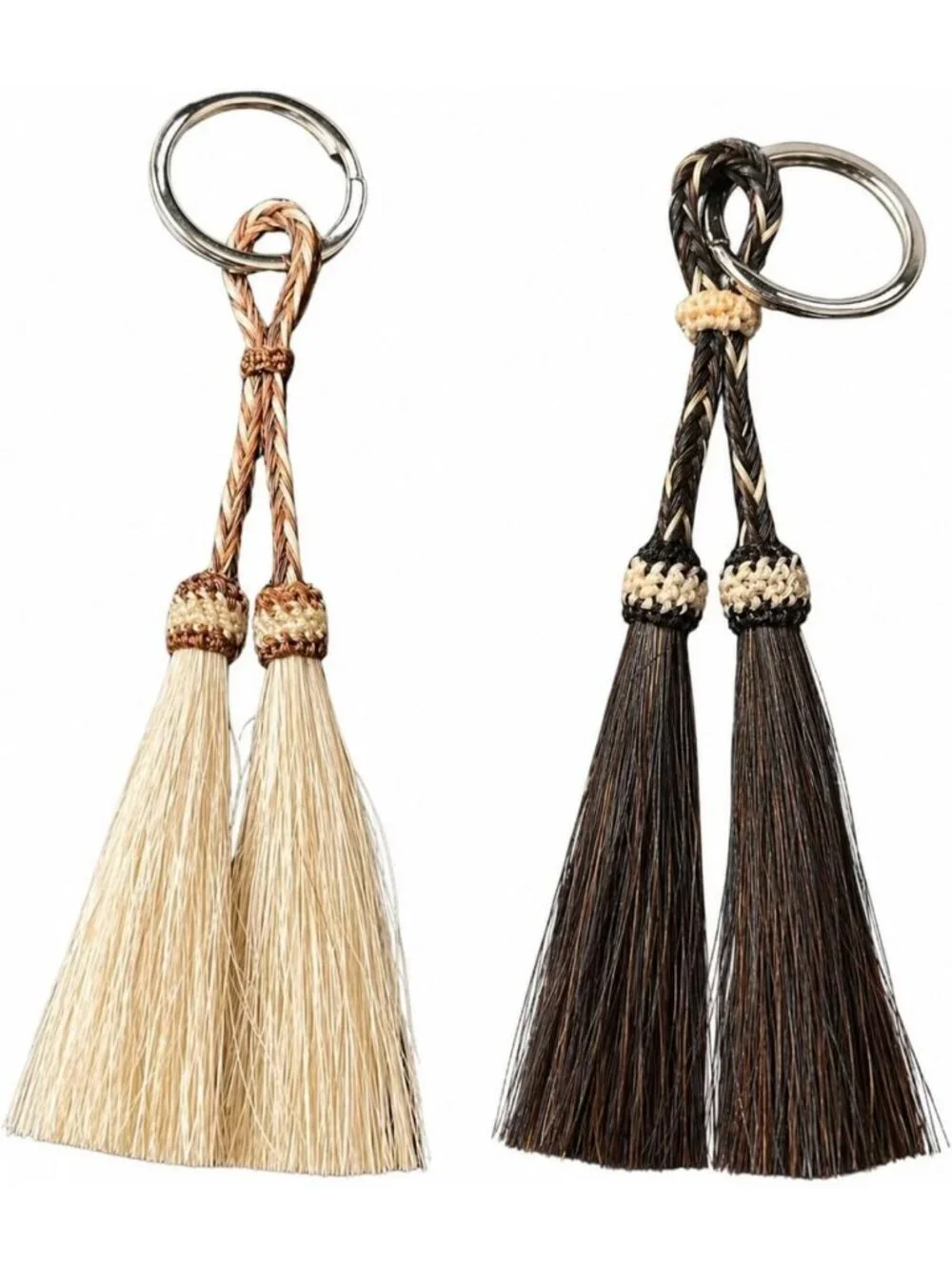 Handcrafted Horsehair Keychain Set | Western Double Tassel | 5.1